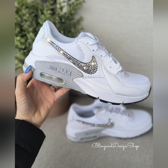 Nike Shoes - Nike Air Max Excee Womens White Sneakers Shoes Made with Swarovski Crystals